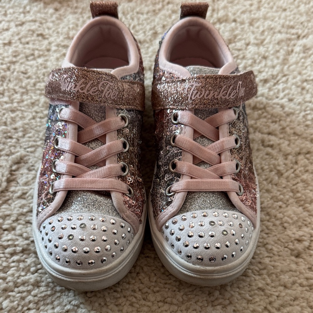 Skechers Kids Glitter Sneakers - Pink and Silver